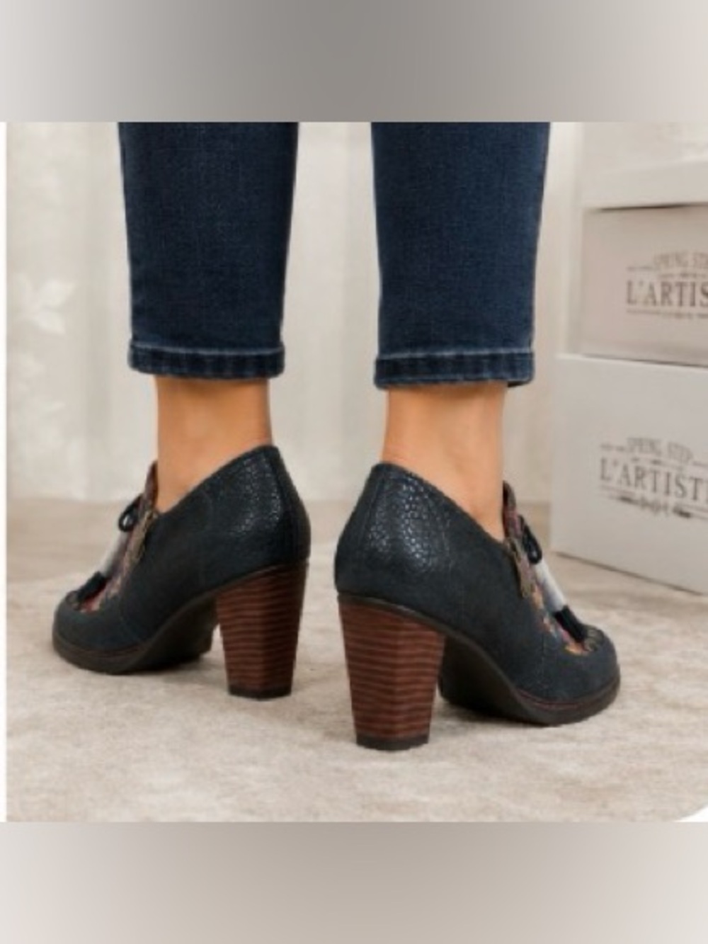 L'Artiste by Spring Step Madalena Floral Tassel Heels Size EU 40 US 9-9.5 NWT - Picture 4 of 10
